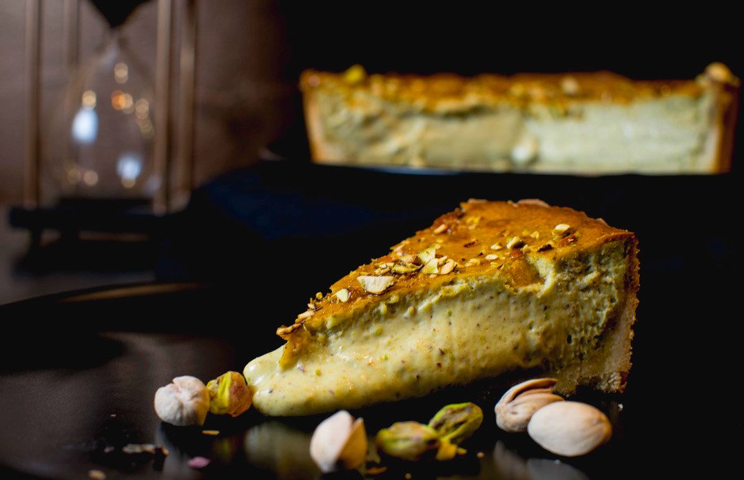 TARTA QUESO Y PISTACHO